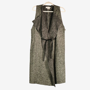 Etienne Aigner Gray Wool Cardigan Sweater Duster Vest Women Size 10 Fleece Lined